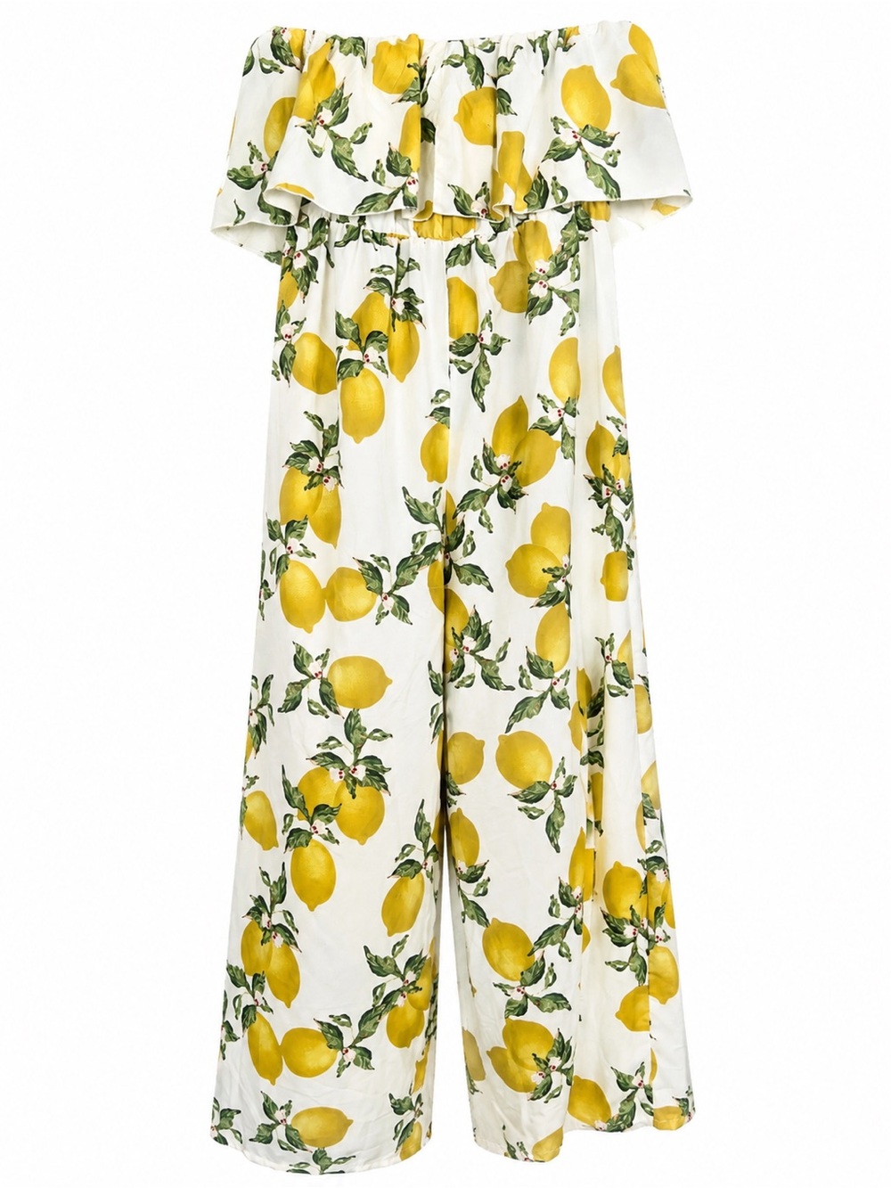 TRUTH Off Shoulder Lemon Print Romper White Yellow 1X NWT